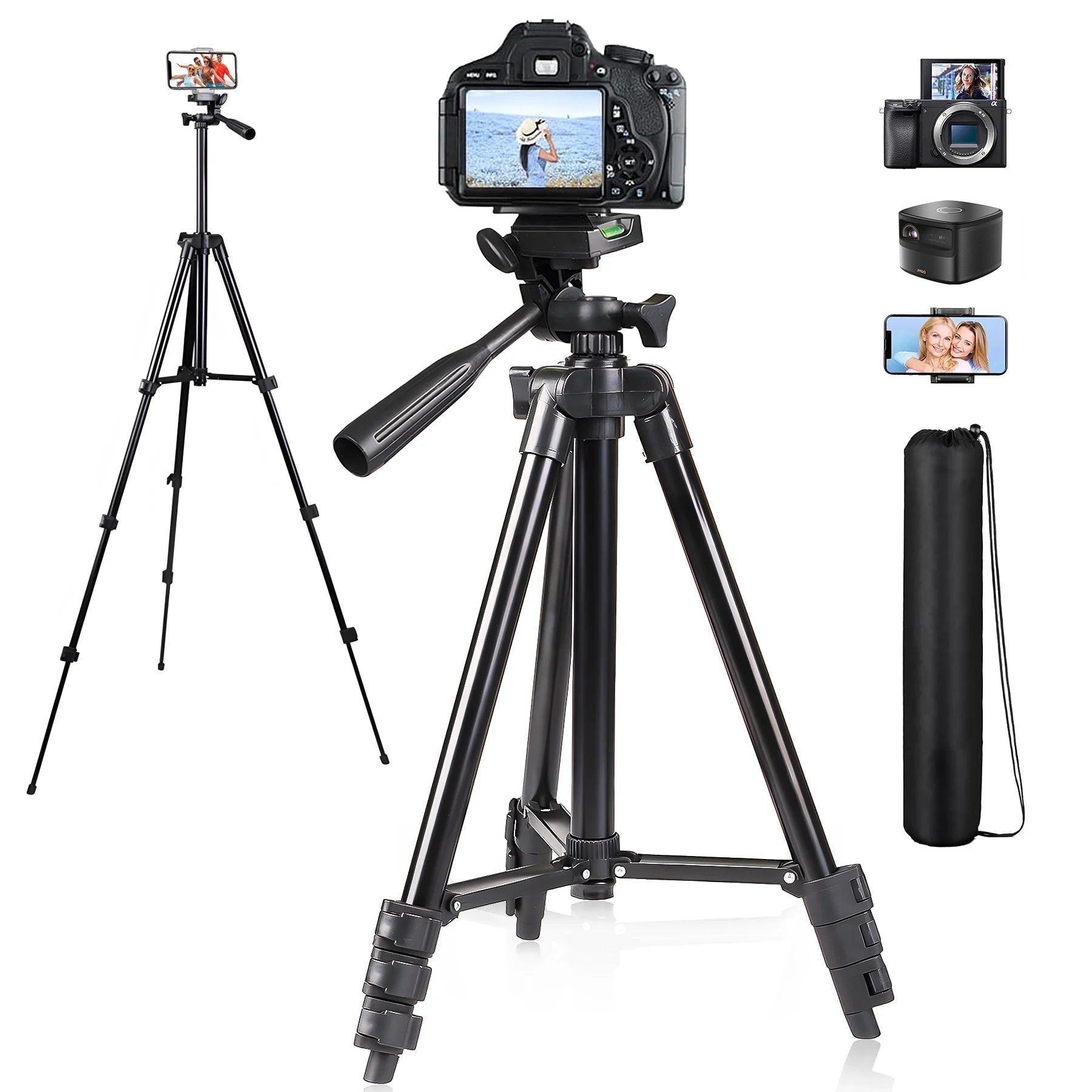 Selfie Phone Lightweight Tripod,360° Adjustable, Stable Legs, Cell Phone Tripod for Recording Heavy Duty Aluminum,Selfies/Video Recording/Vlogging/Live Streaming